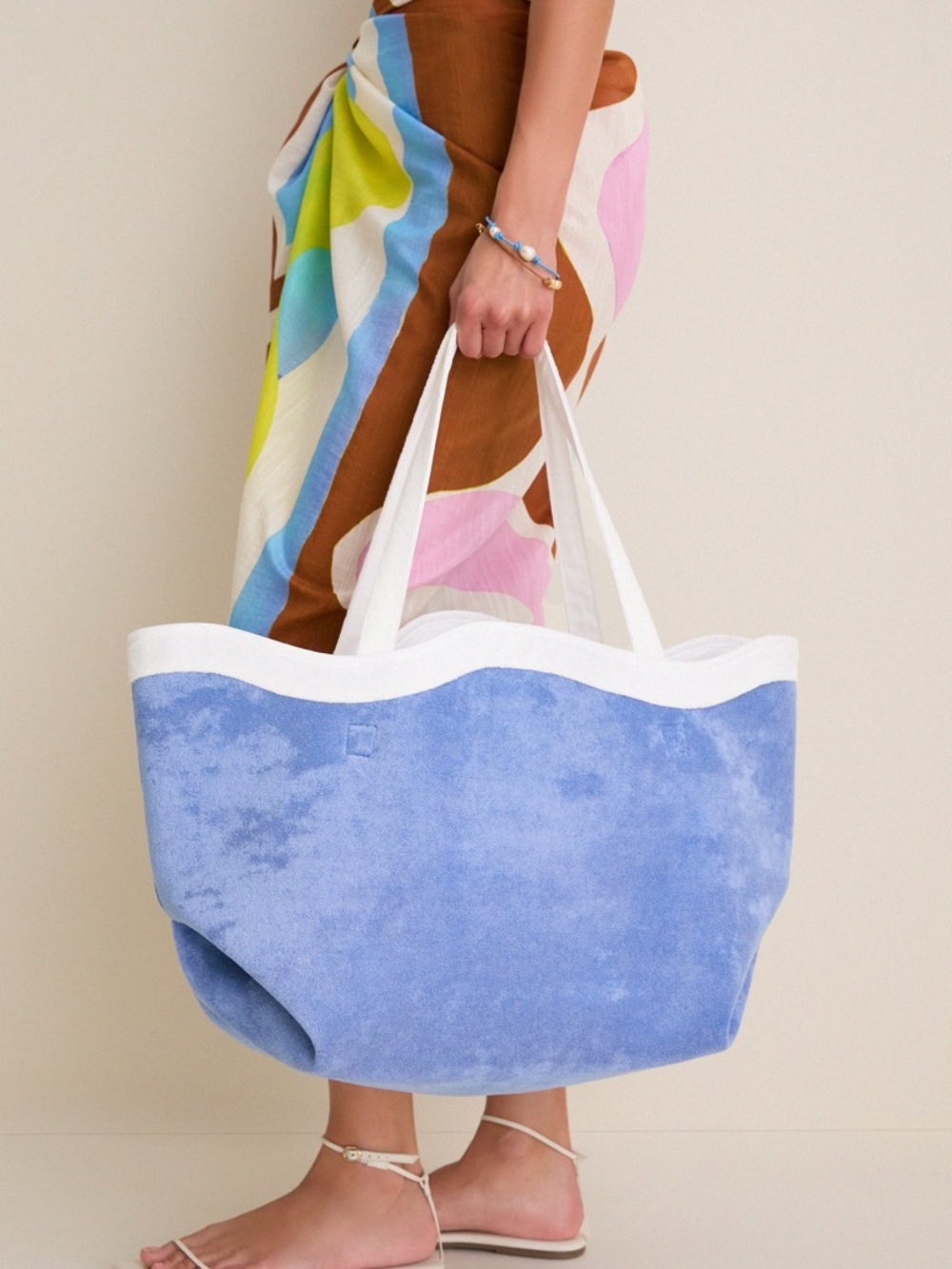 TUCKERNUCK ACCESSORIES Blue & White Terrycloth August Tote Beach Bag - NWT - Picture 2 of 11